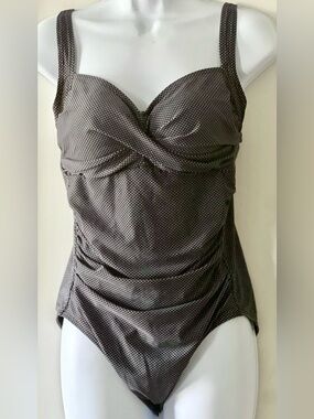 Shore Shapes Swimwear Bathing Suit Swimsuit One Piece Gray Black Slimming 12